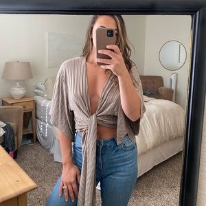 12th Tribe Tie Front Crop Top